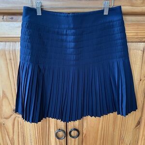 J Crew Skirt Chiffon Fit and Flare Navy Blue Lined Women's Size 4